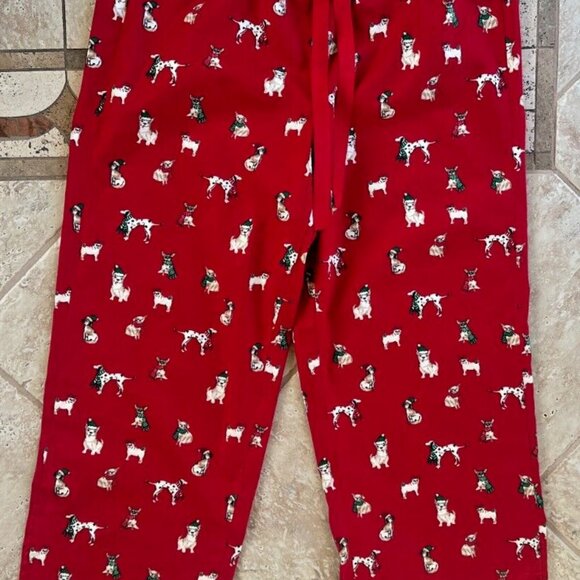 ANN TAYLOR LOFT WOMEN'S HOLIDAY DOG PAJAMA PANTS:NWT TANGO RED/MULTI  LARGE - Picture 2 of 9